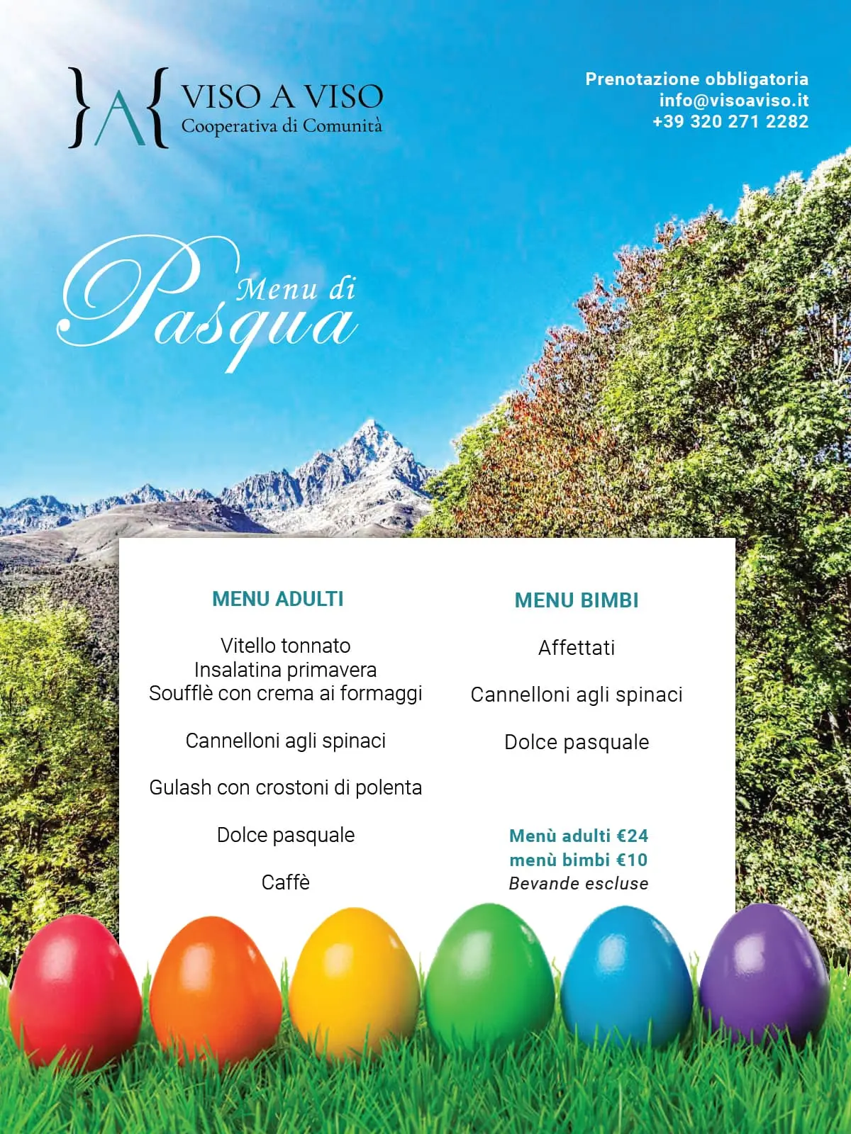 Menu di Pasqua 2022 della Merenderia Alpina di Ostana