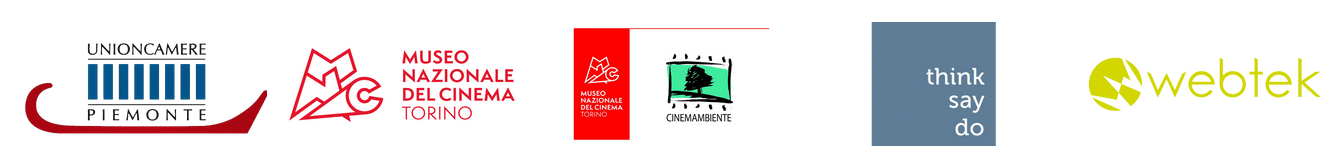 loghi Unioncamere Piemonte, Museo del Cinema, CinemAmbiente, Think,Say,Do, Webtek